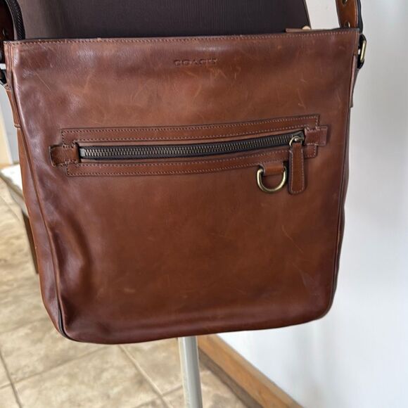 Coach Shoulder Bag Bleecker Legacy Leather Fawn Brown Crossbody Field messenger - Picture 2 of 10